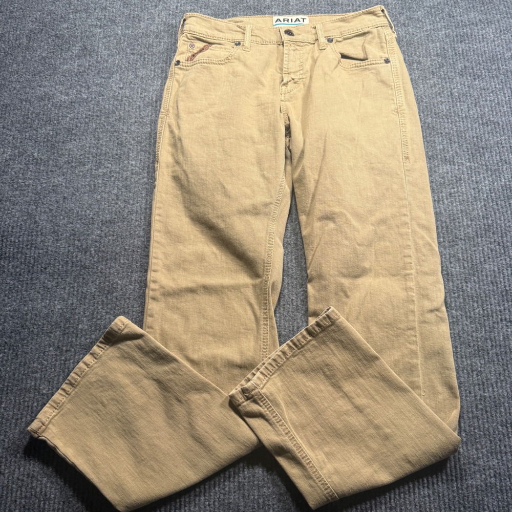 Ariat M7 Rocker Slim Fit Straight Leg Jeans Mens 30/32 Tan Khaki Denim Workwear